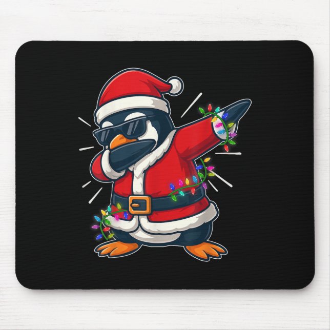 Christmas Penguin Dabbing Lights Santa Xmas For Me Mouse Mat (Front)