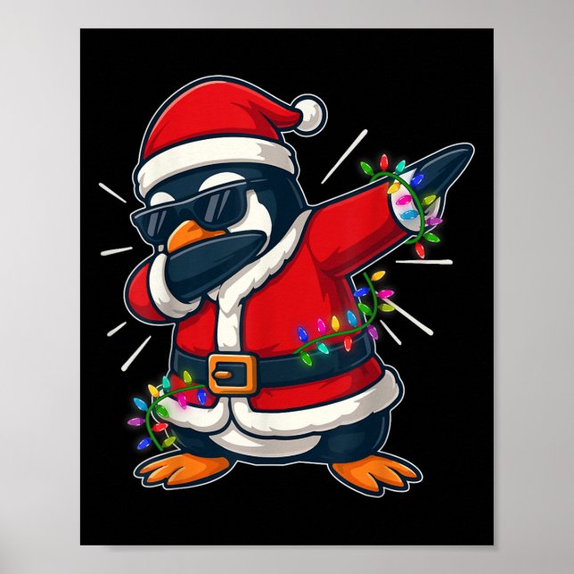 Christmas Penguin Dabbing Lights Santa Xmas For Me Poster (Front)