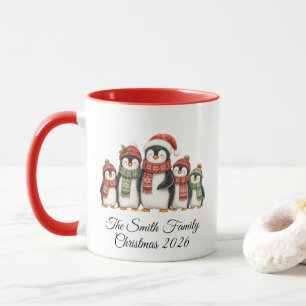 Christmas Penguin Family Personalised Mug