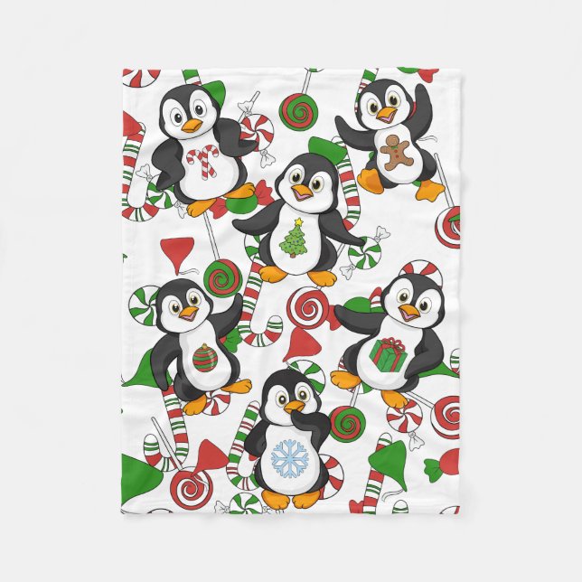 Christmas Penguin Fleece Blanket (Front)