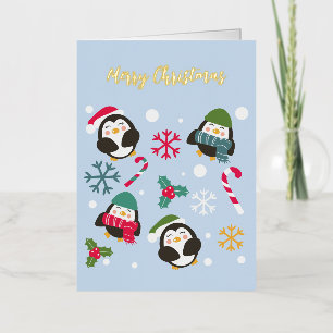 Christmas Penguin Foil Greeting Card