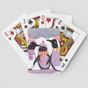 Christmas Penguin Friends Winter Watercolor Playing Cards