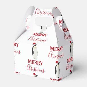 Christmas Penguin Funny Animal with Santa Hat  Favour Box