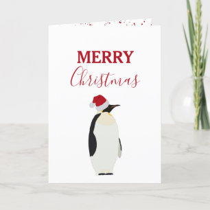 Christmas Penguin Funny Animal with Santa Hat  Holiday Card