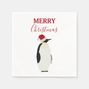 Christmas Penguin Funny Animal with Santa Hat Napkin