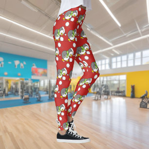 Christmas penguin getting a snow ball leggings