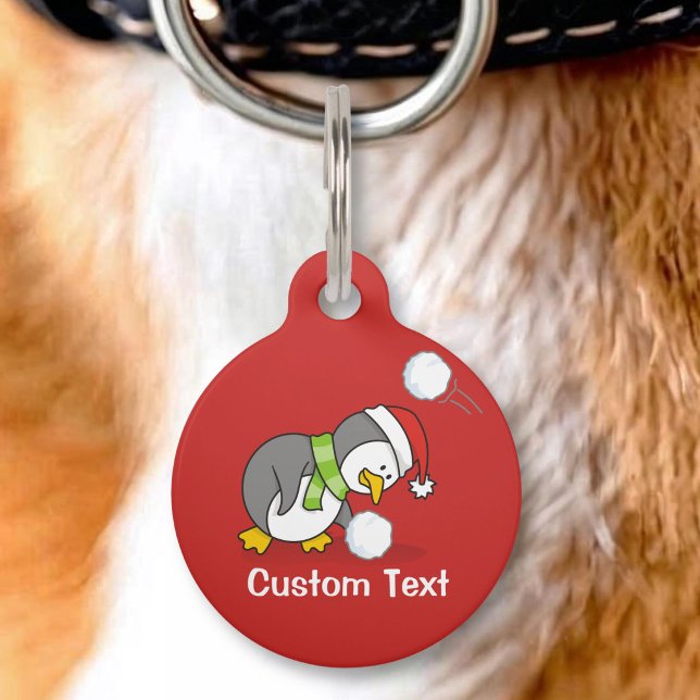 Christmas penguin getting a snow ball pet tag (Creator Uploaded)