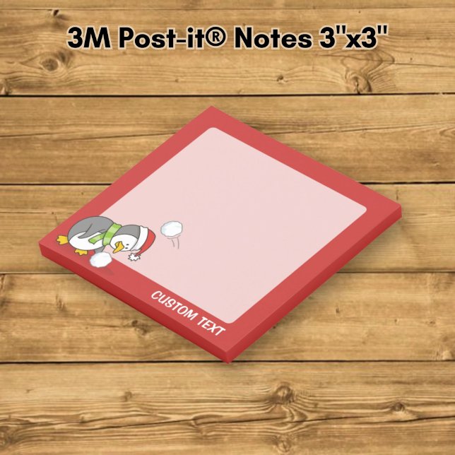Christmas penguin getting a snow ball post-it notes (Creator Uploaded)