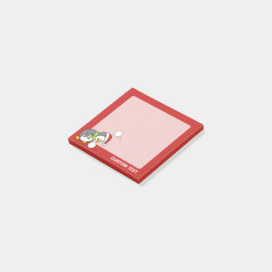 Christmas penguin getting a snow ball post-it notes