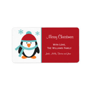 Christmas Penguin Gift Tag Labels