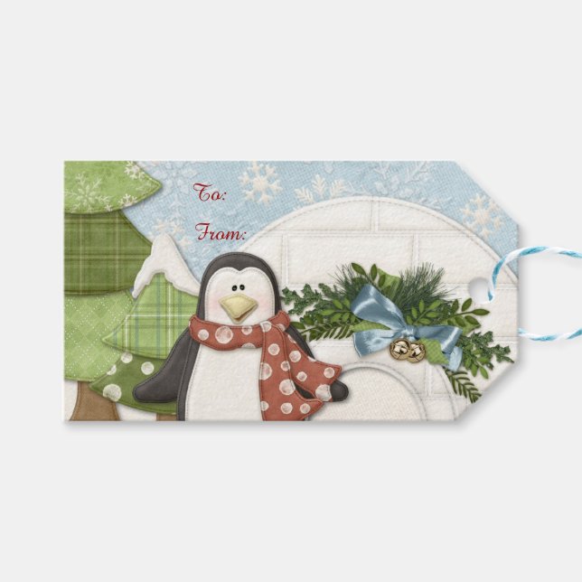 Christmas Penguin Gift Tags (Front (Horizontal))