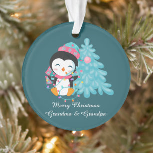 Christmas penguin Grandparents add sentiment Ornament