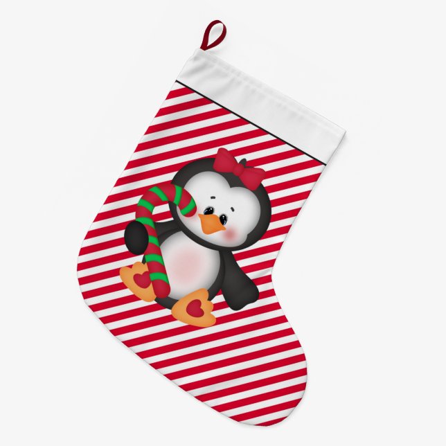 Christmas penguin Holiday cartoon stocking (Front (Hanging))