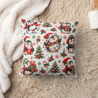 Christmas Penguin Holiday Cheer Cushion