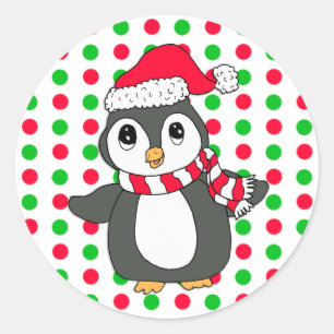 Christmas Penguin Holidays Classic Round Sticker