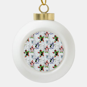 Christmas penguin ice skating ceramic ball christmas ornament