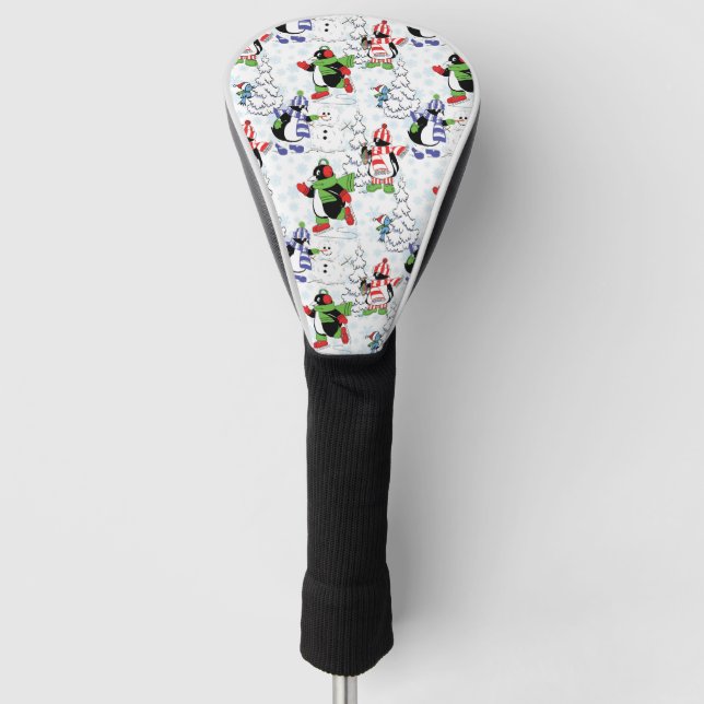 Christmas penguin ice skating golf head cover (Front)