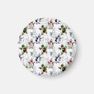 Christmas penguin ice skating magnet