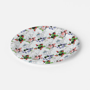 Christmas penguin ice skating paper plate