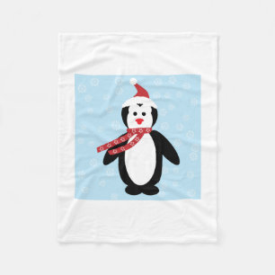 Christmas Penguin in Snow Toddler Fleece Blanket