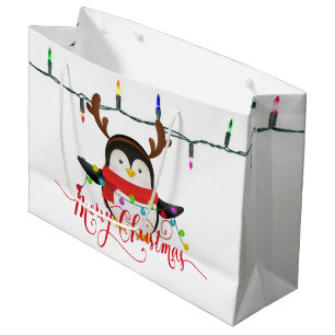 Christmas penguin   large gift bag