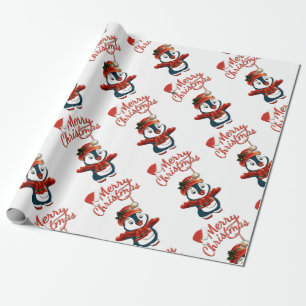 Christmas Penguin Matte Wrapping Paper, 30" x 6' Paper