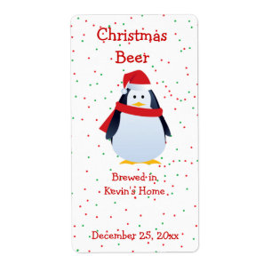 Christmas Penguin Mini Beer Label