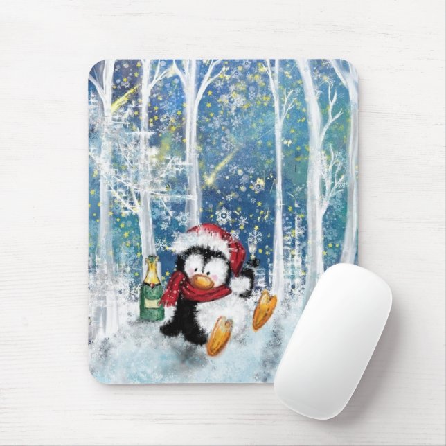 Christmas Penguin Mouse Pad (With Mouse)