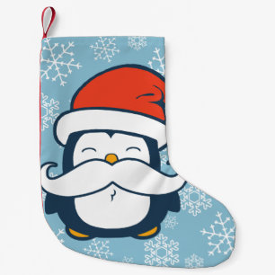 Christmas Penguin Moustache Trend Small Christmas Stocking