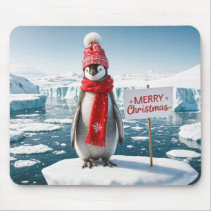 Christmas Penguin On An Iceberg Mouse Mat