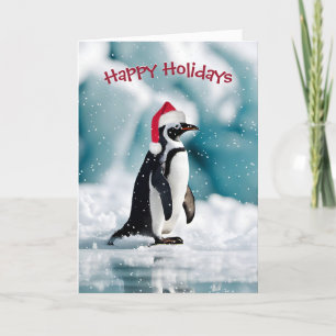 Christmas Penguin On Iceberg Holiday Card