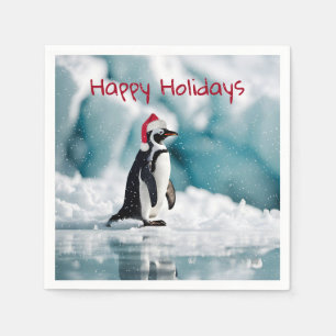 Christmas Penguin On Iceberg Napkin