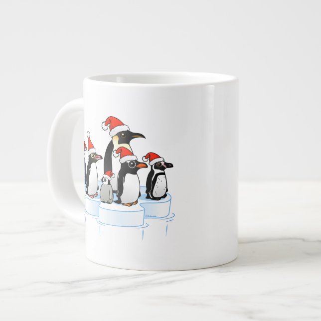 Christmas Penguin Party Large Coffee Mug (Front Left)