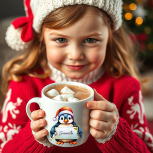 Christmas penguin personalised coffee mug