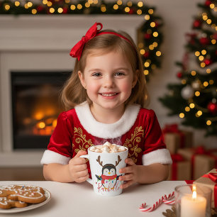 Christmas penguin personalised latte mug