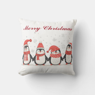 Christmas Penguin Pillow   Festive Holiday Decor