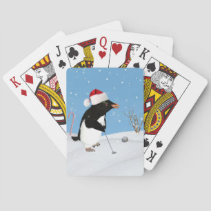 Christmas, Penguin Playing Golf Playing Cards