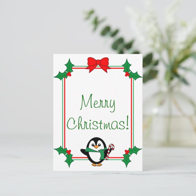 Christmas Penguin Postcard (Standing Front)