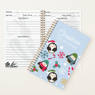 Christmas Penguin Recipe Notebook
