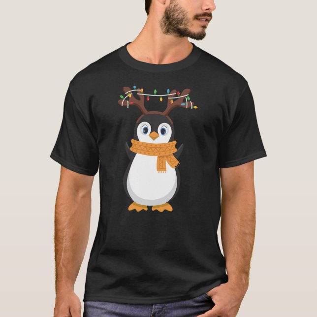 Christmas Penguin Reindeer Santa Holiday Pajama 20 T-Shirt (Front)
