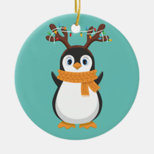 Christmas Penguin Reindeer Santa Holiday Pajama Ceramic Tree Decoration