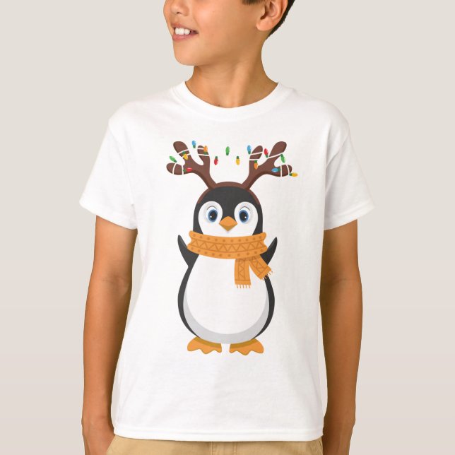 Christmas Penguin Reindeer Santa Holiday Pajama  T-Shirt (Front)