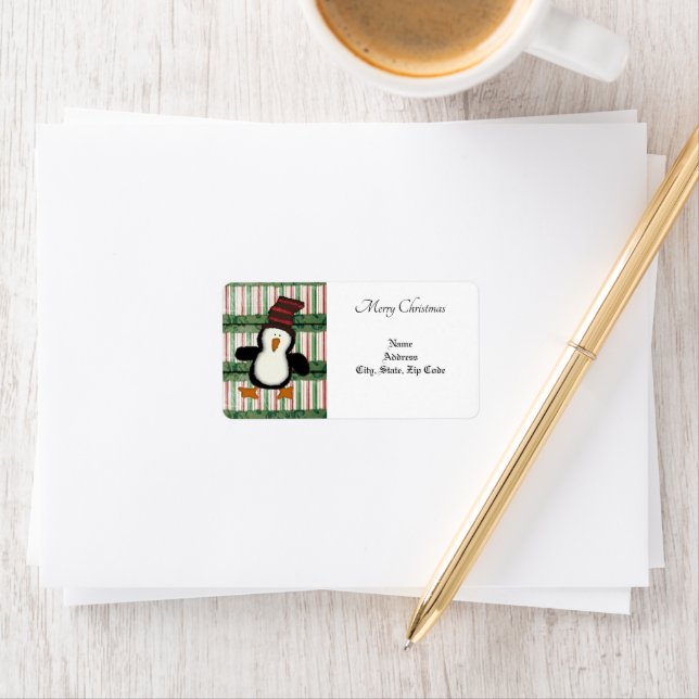 Christmas Penguin Return/ Shipping  Address Label (Insitu)