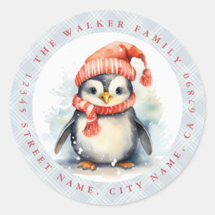 Christmas Penguin Round Stickers
