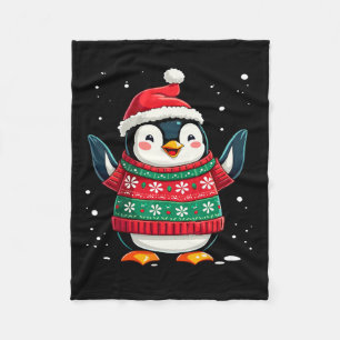 Christmas Penguin Santa Fleece Blanket