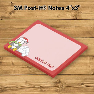 Christmas penguin sitting with snow balls post-it notes
