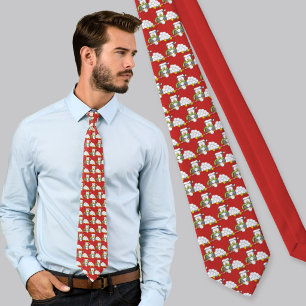Christmas penguin sitting with snow balls tie