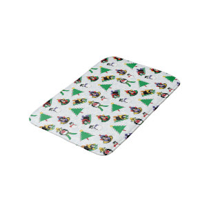 Christmas penguin skiing bath mat