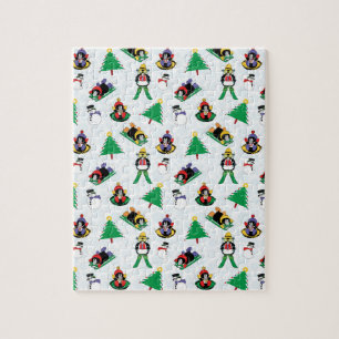 Christmas penguin skiing jigsaw puzzle