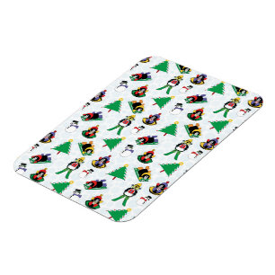 Christmas penguin skiing magnet